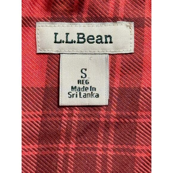 LL Bean Feather Soft Coral Orange Plaid Button Front Shirt, Size S - Picture 5 of 6